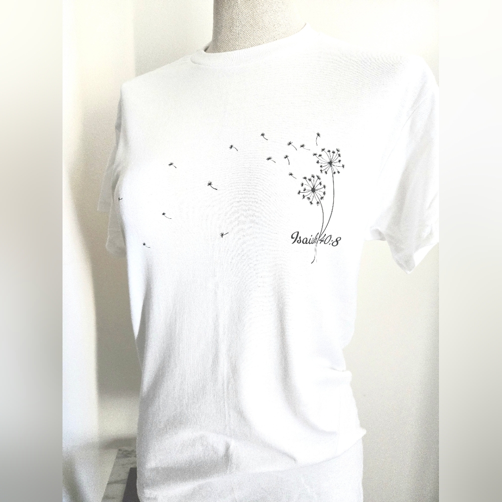 Handmade Unisex Dandelion Isaiah 40:8 T-Shirt - Picture 4 of 9